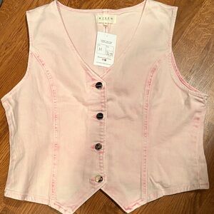 Women's Risen Pink Button-Down Vest Top